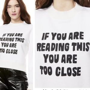 Alice + Olivia White Sweatshirt with Black Text